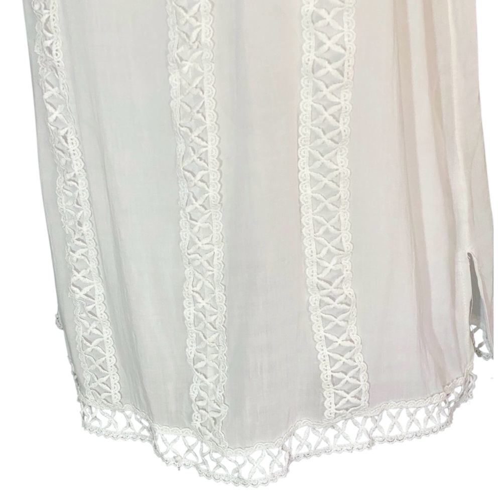 Cream Lace Crochet Tunic Top L Romantic Boho Hippie Cottagecore Feminine Sheer - Picture 6 of 10